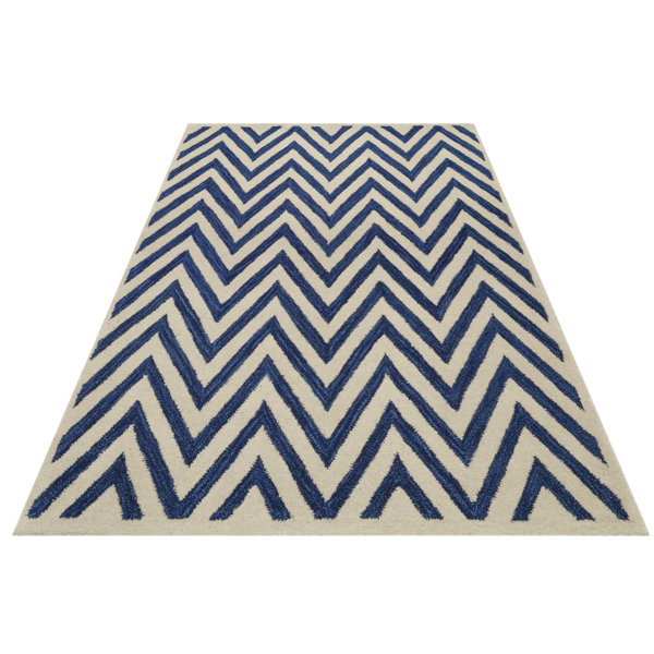 Bakero Ziggy Hand Tufted Wool Ivory/Dark Blue Rug Wayfair.co.uk